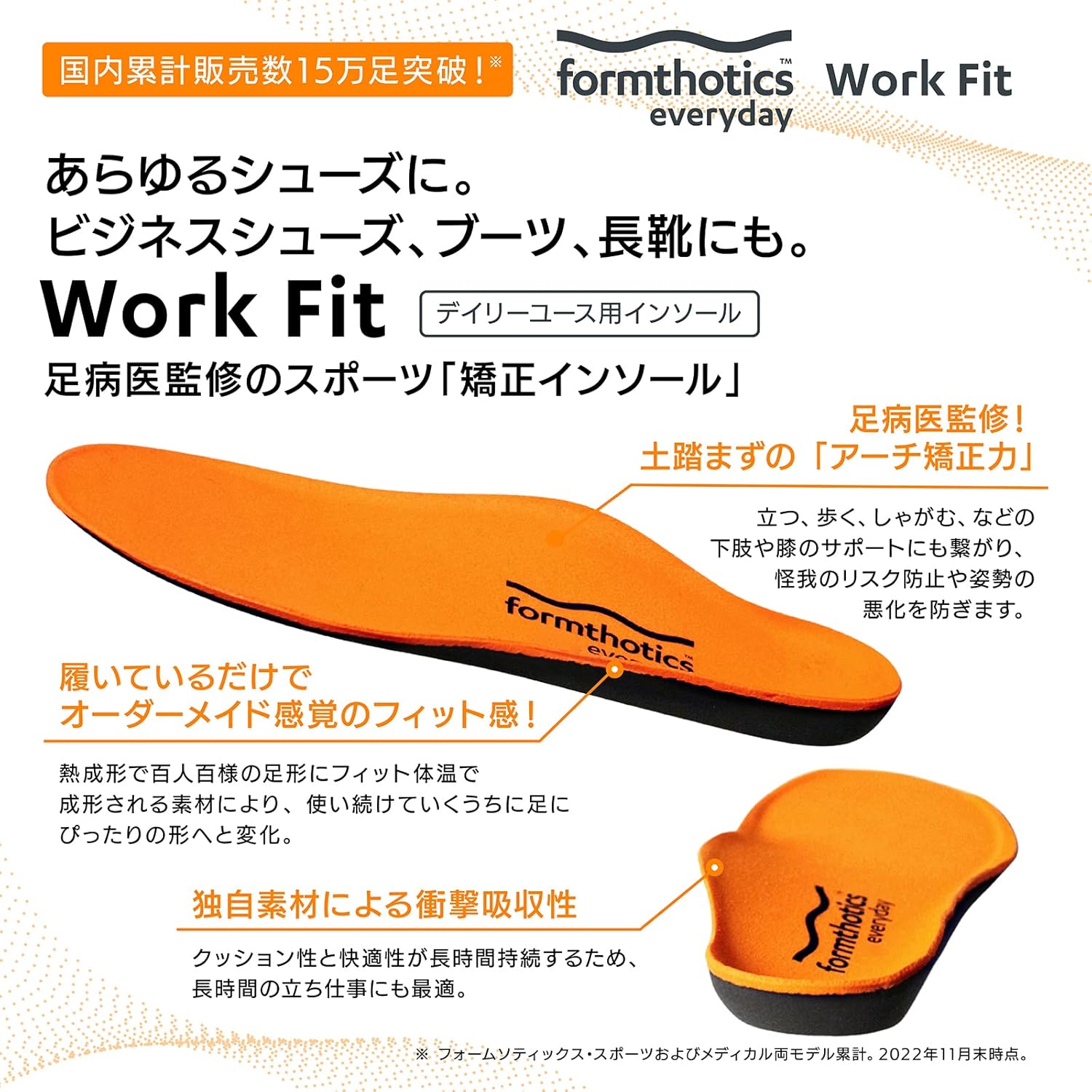 フォームソティックス Everyday Workfit XS インソール オレンジ/チャコール