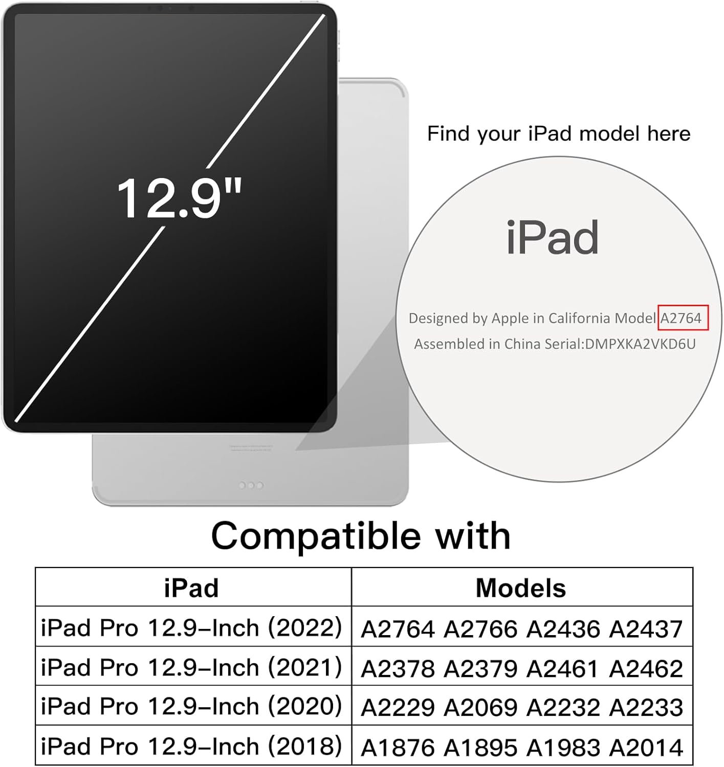 iPad Pro 12.9インチ（2022/2021/2020/2018）用360°回転ケース 自動ウェイク機能付き スペースグレイ