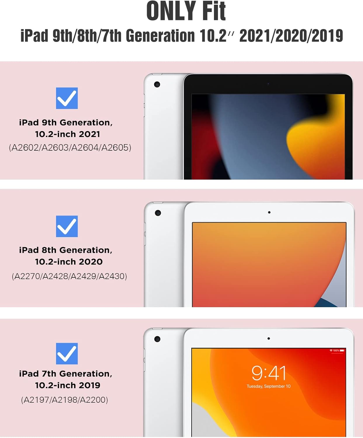 iPad 9世代・8世代・7世代対応 ケース 10.2インチ 半透明ハードカバー 薄型スタンド RoseGold