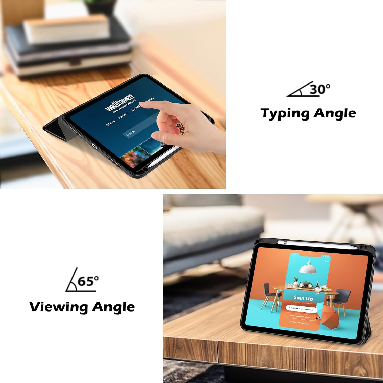iPad 11世代/10世代用 耐衝撃三つ折りスマートカバー（ブラック）