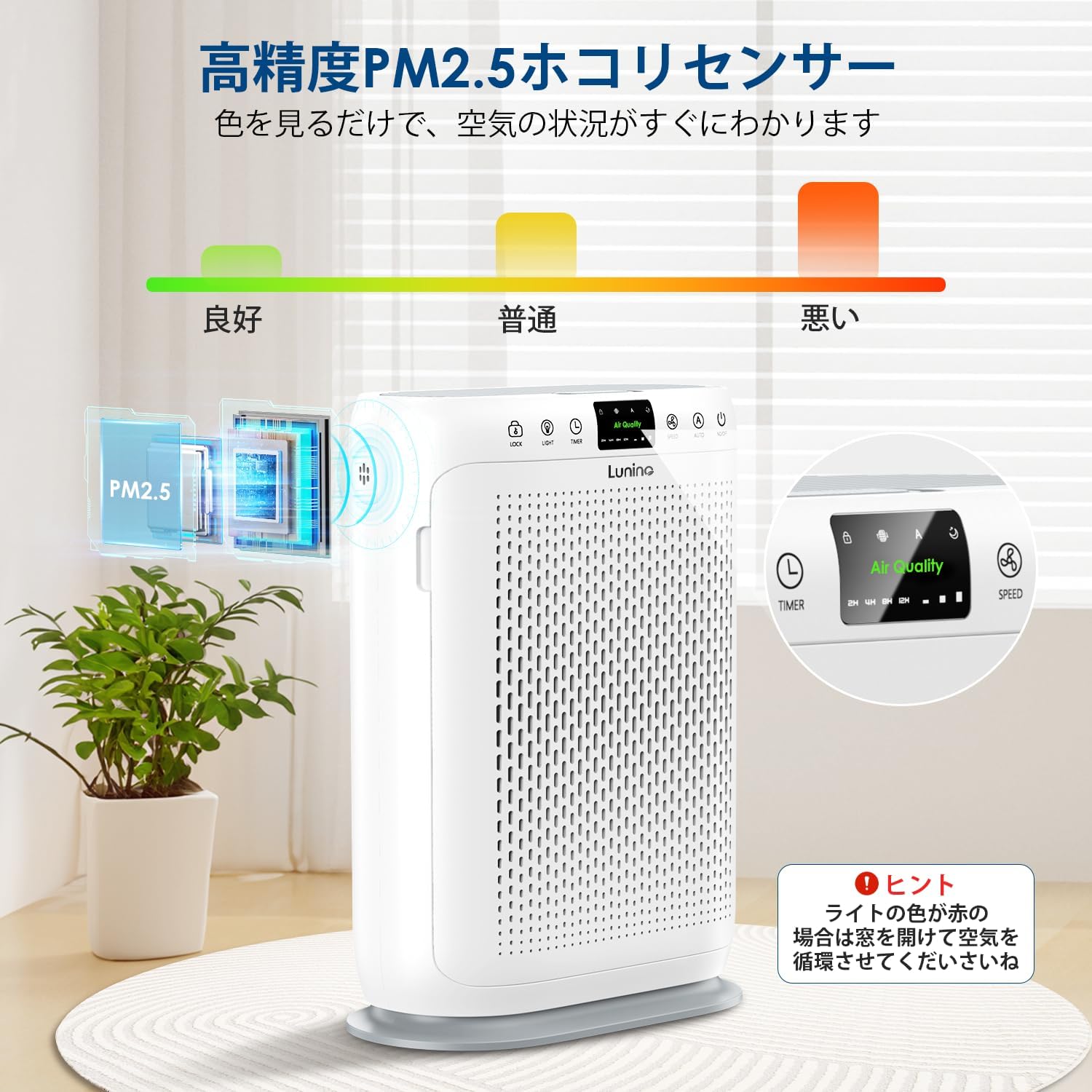 新モデル・70畳対応空気清浄機【花粉対策・PM2.5自動検知・アロマ対応】