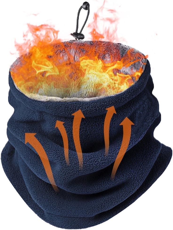 冬用ネックウォーマー メンズ 裏起毛フリース素材 調節コード付き 防寒 おしゃれ 男女兼用