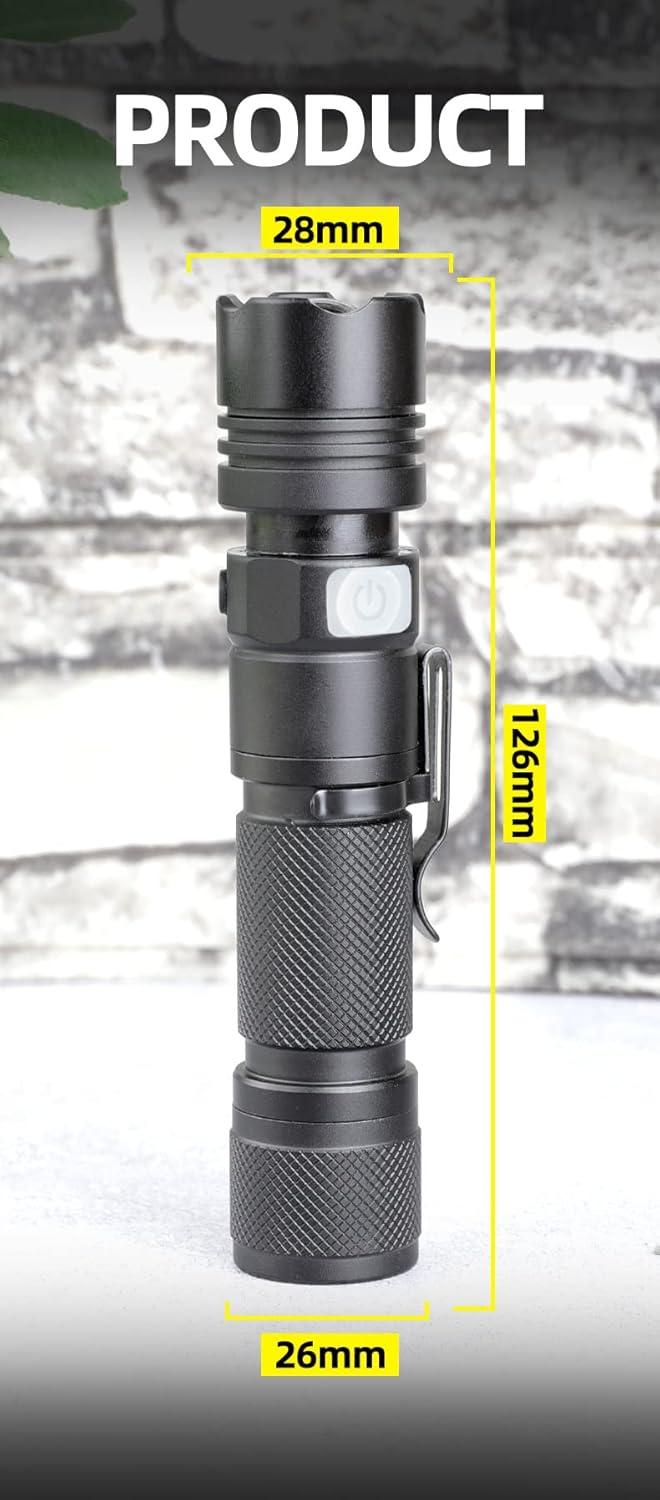 LED懐中電灯 1600ルーメン 小型アルミ合金 USB充電式 防災・登山用