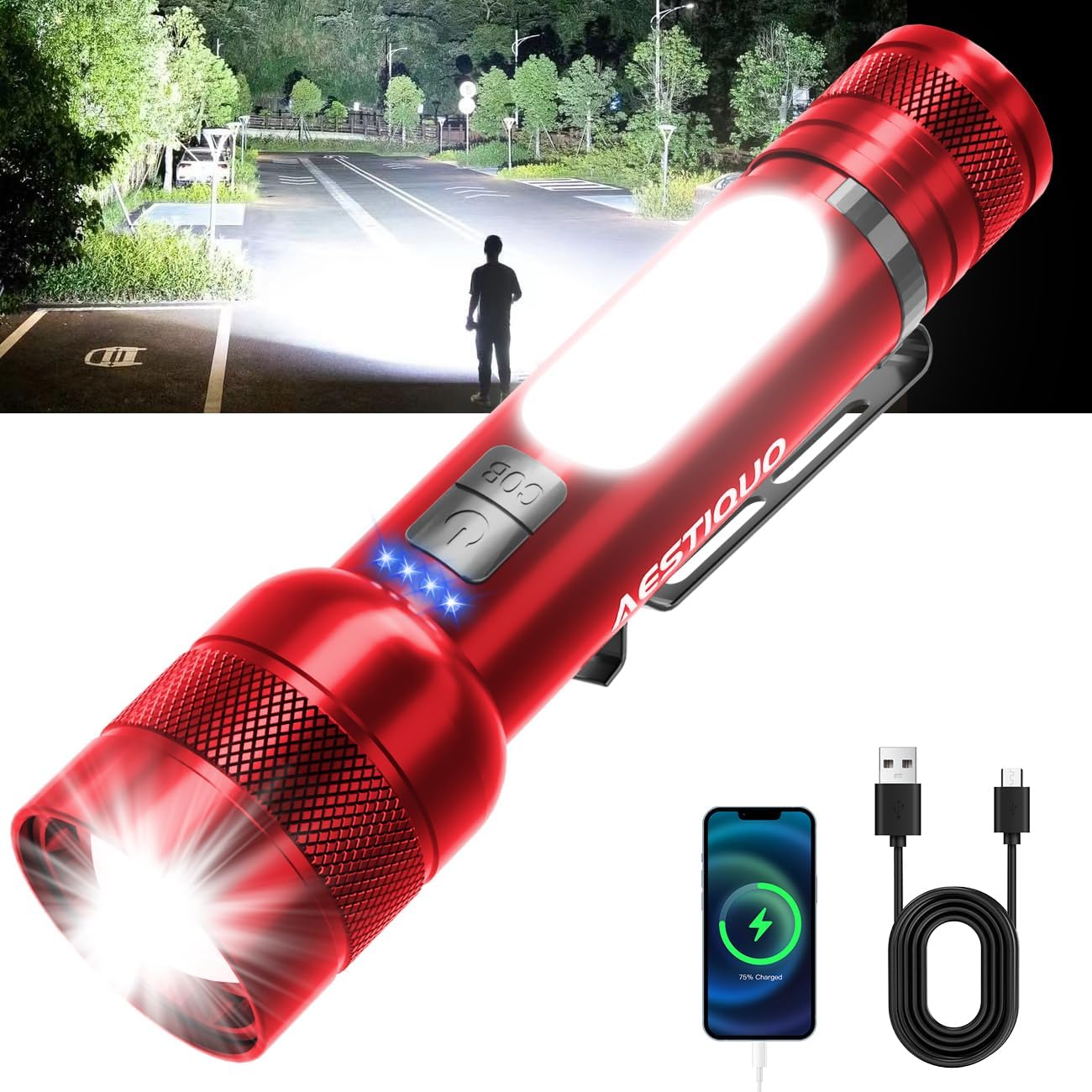 超高輝度25000ルーメン懐中電灯・USB充電式・防水防塵・軽量・自転車・登山用