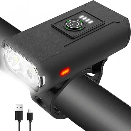 USB充電式高輝度1000ルーメン自転車ライト｜防水・防振・6調光モード（ブラック）