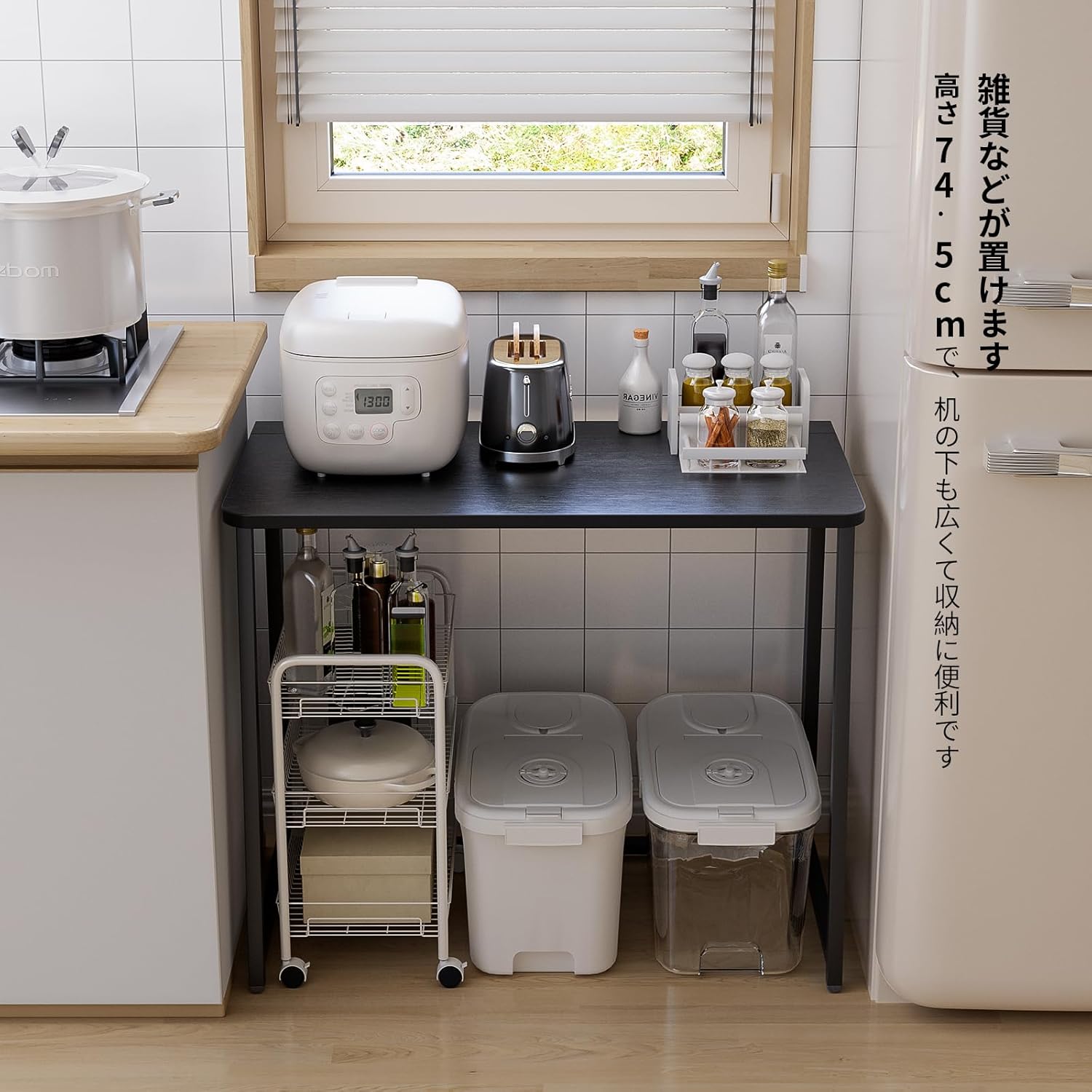 折りたたみコンパクトパソコンデスク 幅80×奥行40×高さ74.5cm おしゃれ 学習机 フック付き ブラック