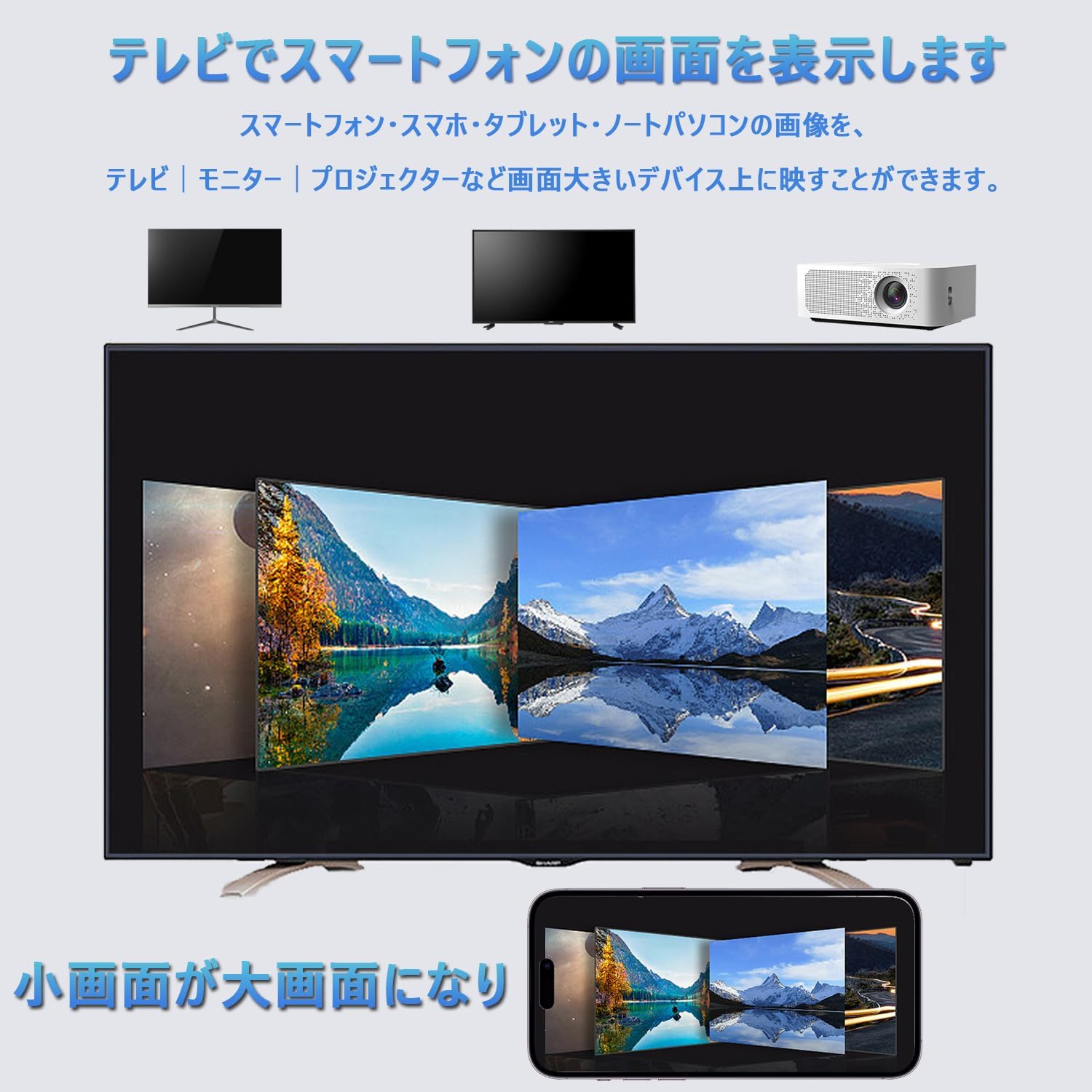 ワイヤレスHDMIミラーキャスト 4K HD対応 - iPhone/Android TV接続 日本語取説付