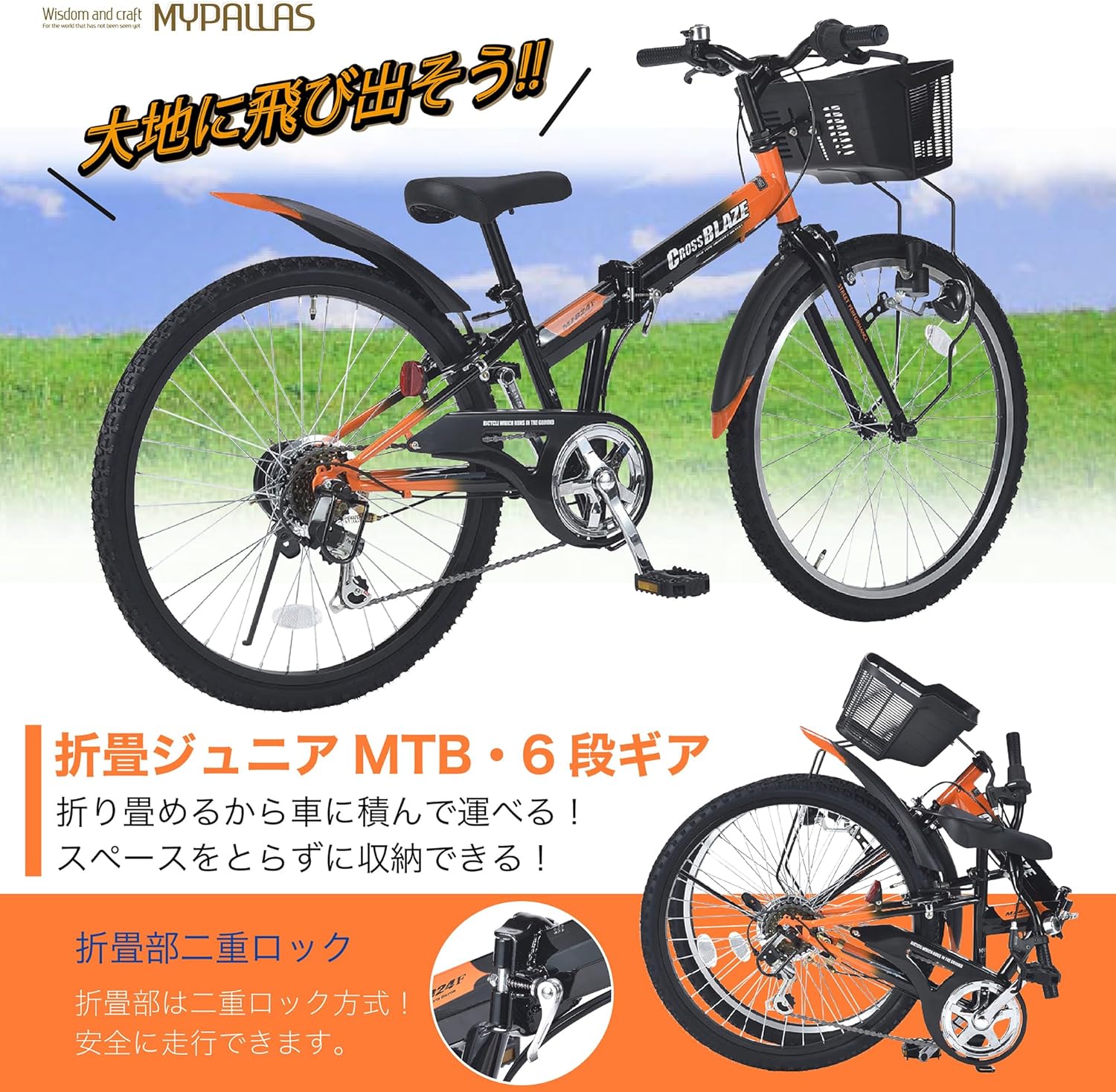 誕生日プレゼントに最適な子供用ジュニアMTB 22/24インチ - 6段ギア - ブルー・ブラック