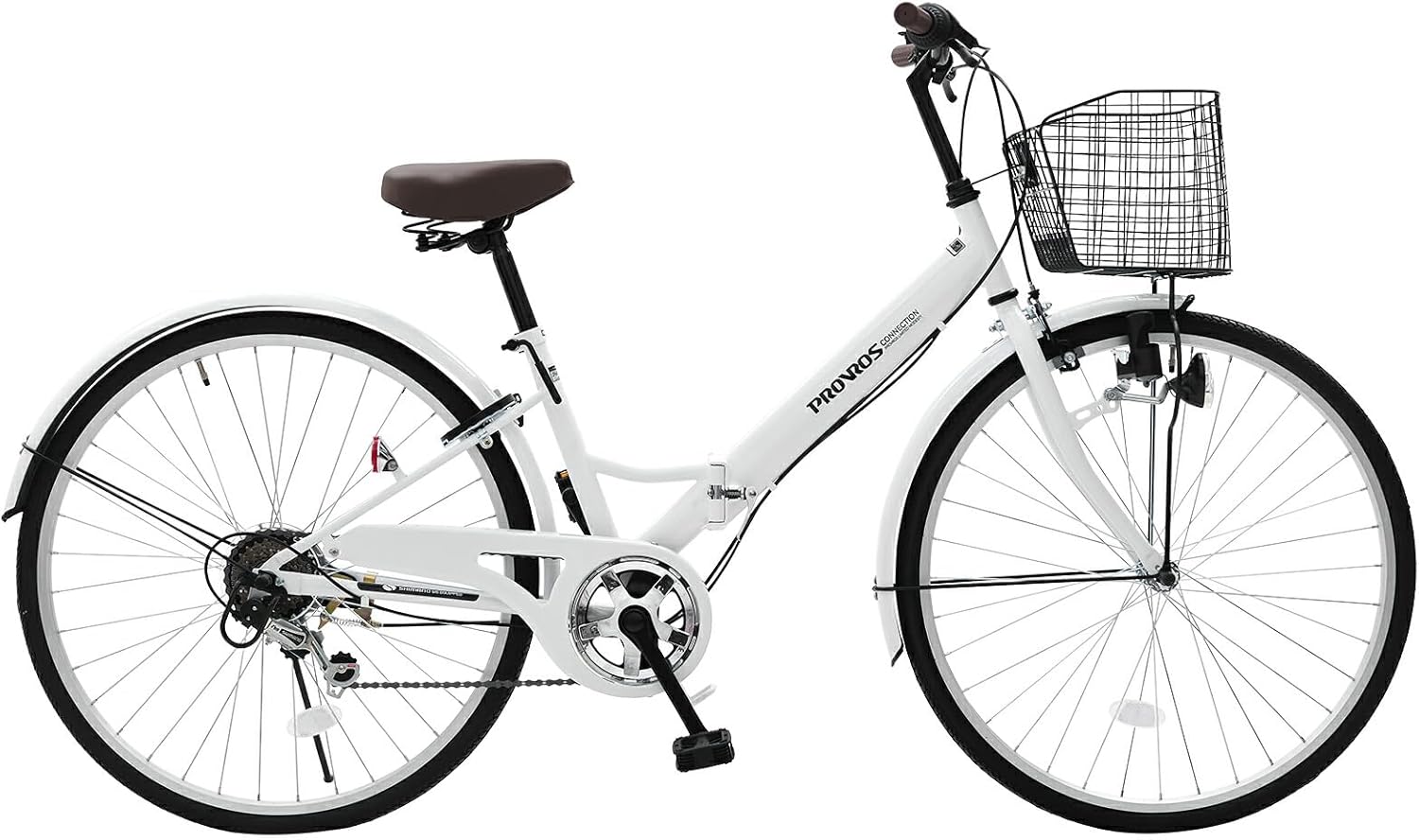 折りたたみ自転車 26インチ シマノ6段変速 カゴ・LEDライト付き ママチャリ【1年保証】