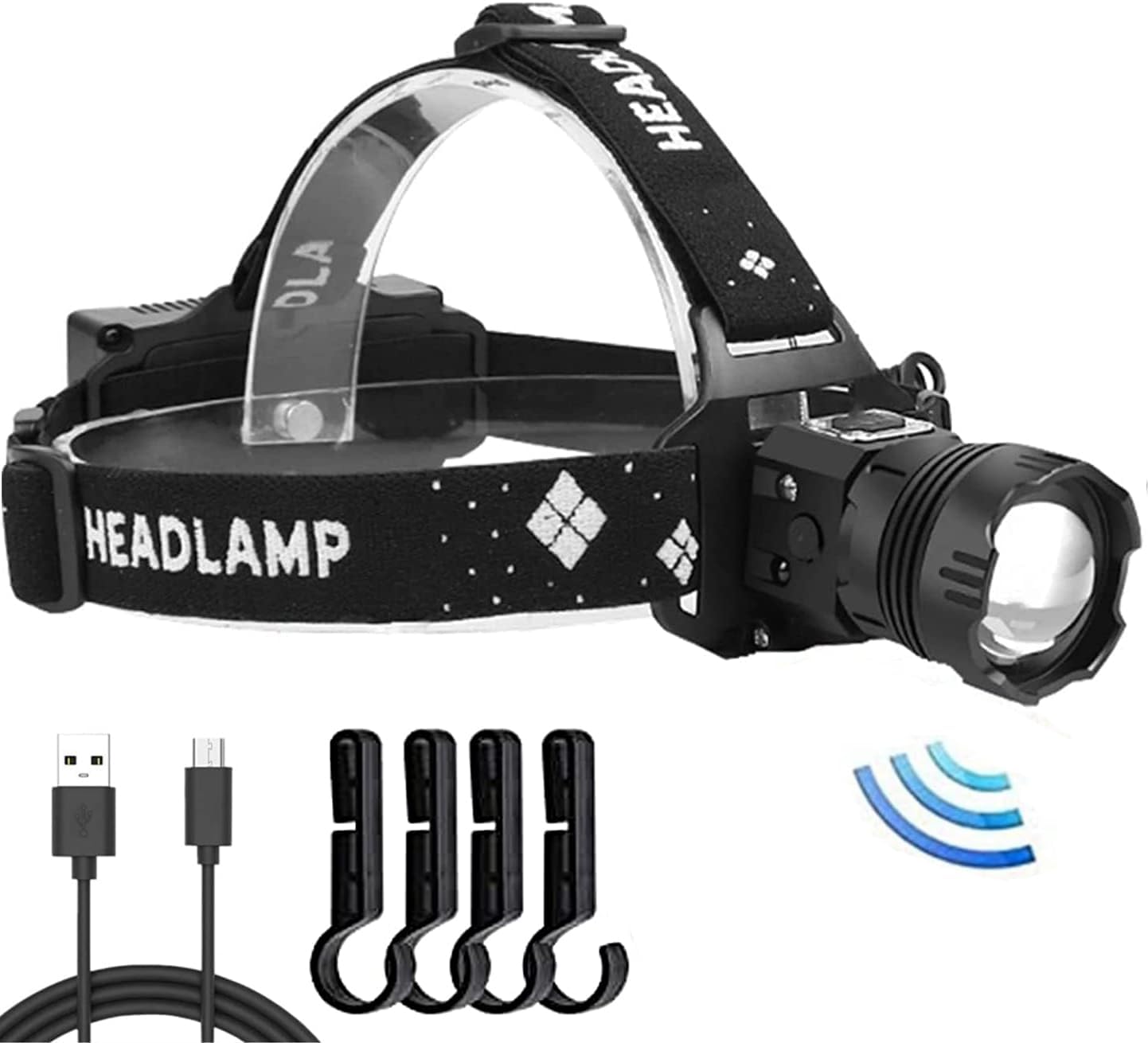 LEDヘッドライト XHP300 1000000ルーメン Type-C充電式 人感センサー搭載 軽量・大容量6600mAh 防水IPX67