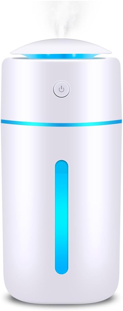 卓上加湿器 Type-C充電式 大容量350ML 静音 7色LEDライト 自動停止機能 (ホワイト)
