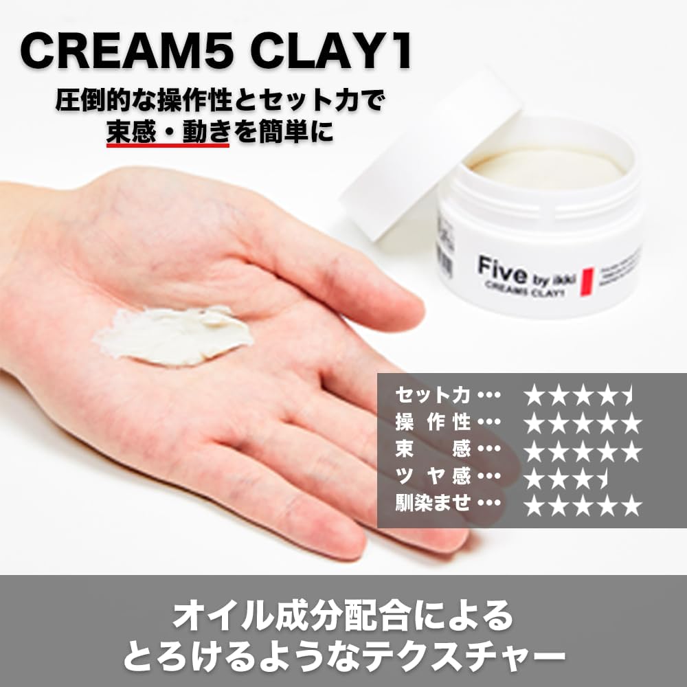 パーマスタイリング剤 Five by ikki クリームクレイワックス 80g 竹内一輝
