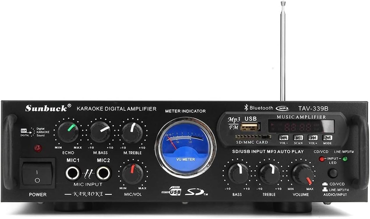 Bluetooth対応デジタルパワーアンプ 600W 2ch USB/SD/FM カラオケ用