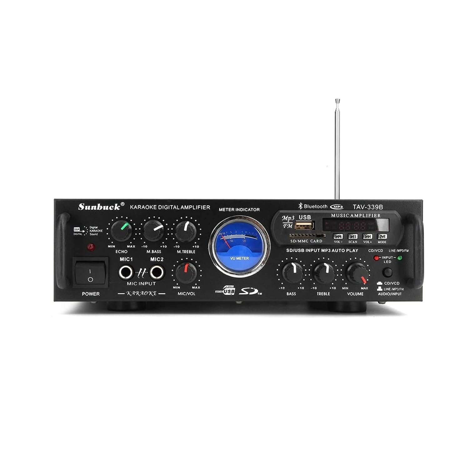 600W Bluetooth対応カラオケホームアンプ 2ch USB SD付