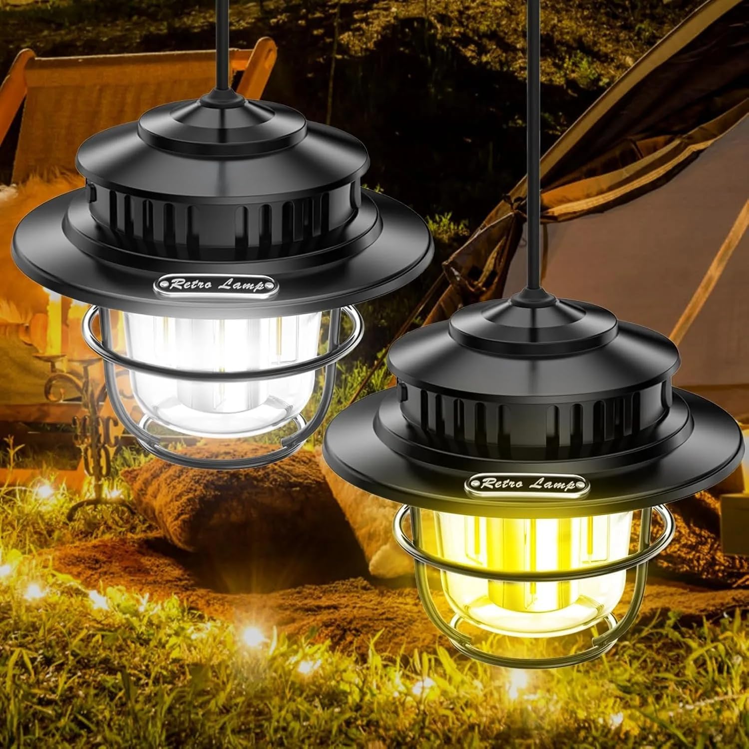 【防災・アウトドア】VCYCTO 充電式LEDランタン 1200mAh 薄型・小型高輝度 IPX4防水・無段階調光・携帯フック付き
