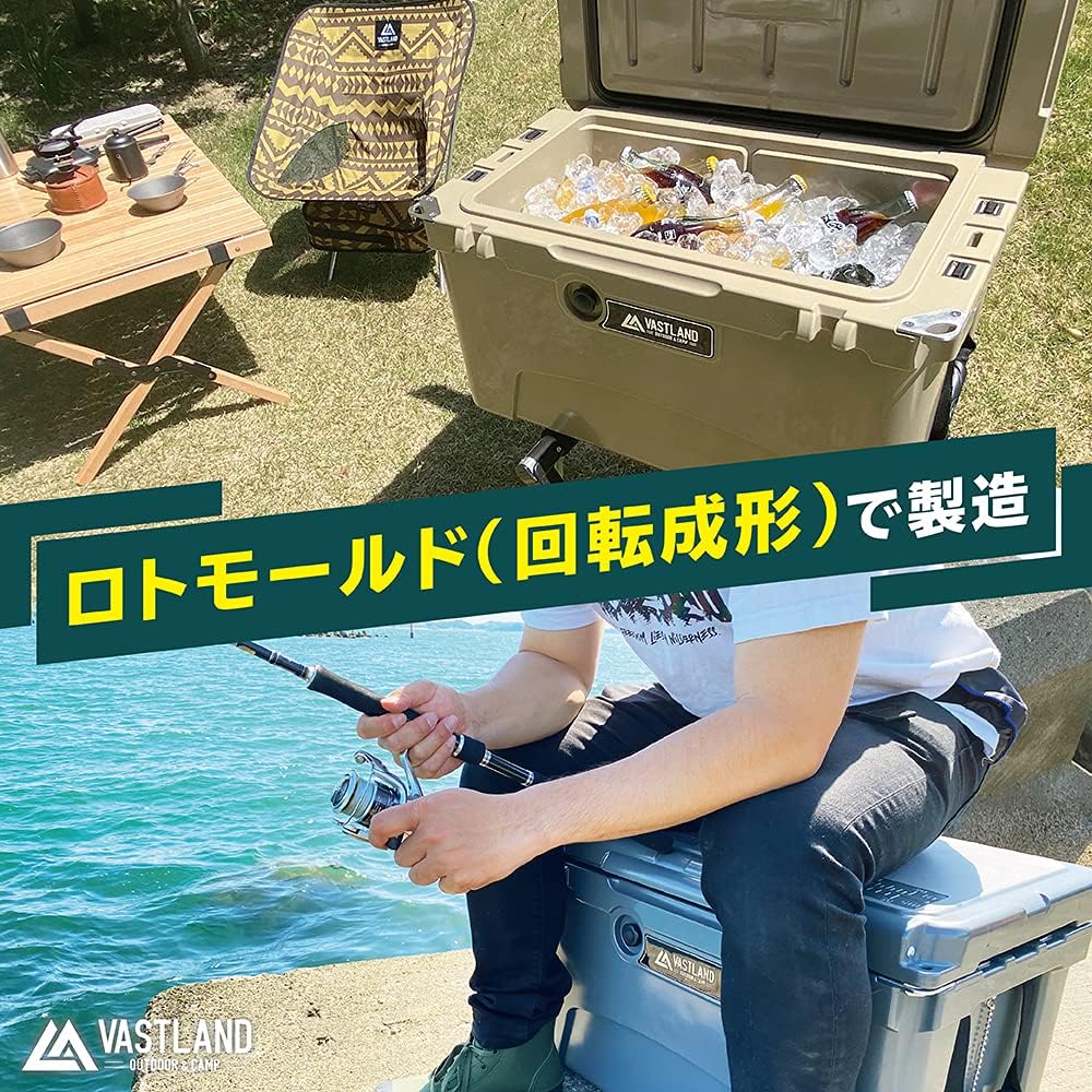 タフクーラーボックス T型フックタイプ ロトモールド製 水抜き栓・ボトルオープナー付き