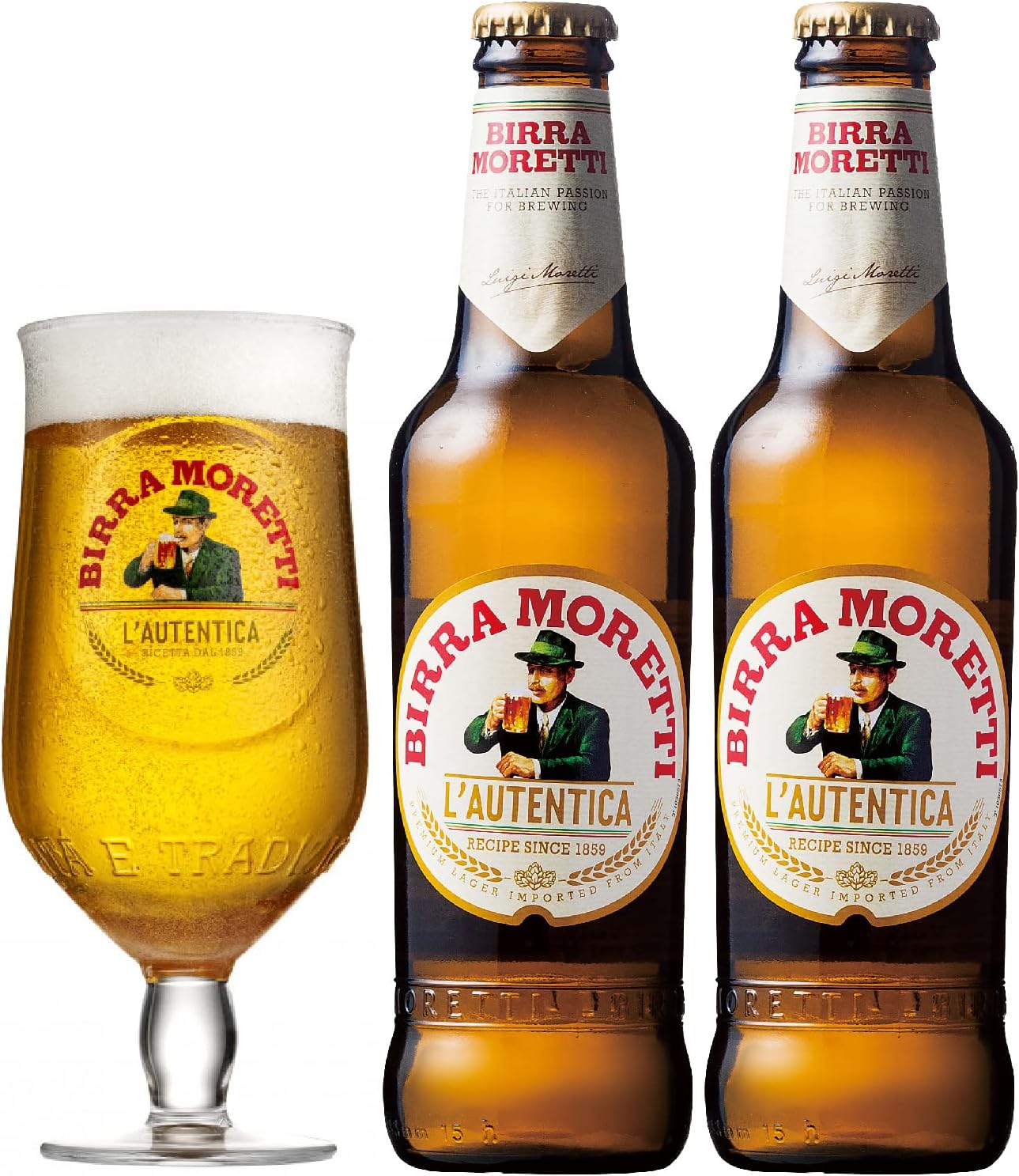 モレッティビール330ml×2本 グラスセット