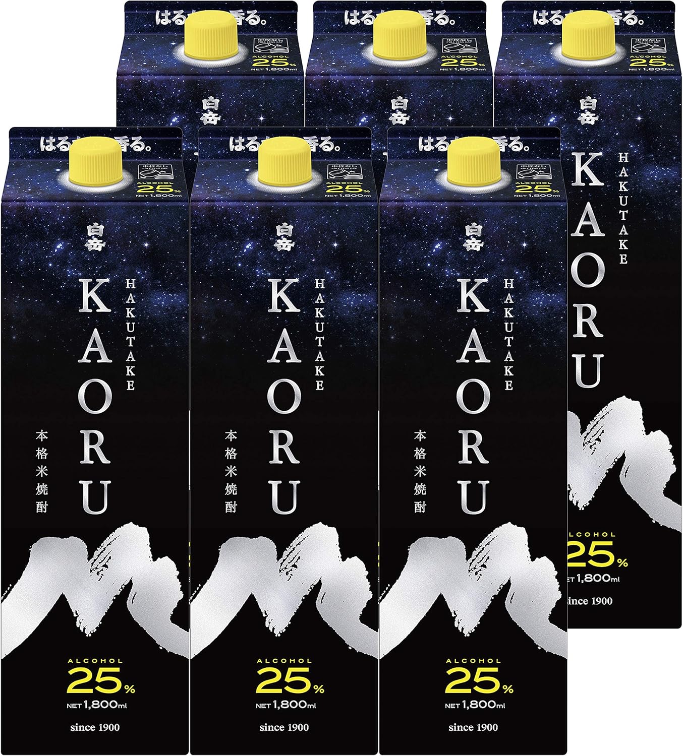 白岳 KAORU 米焼酎 25度 1800ml×6本 熊本県産