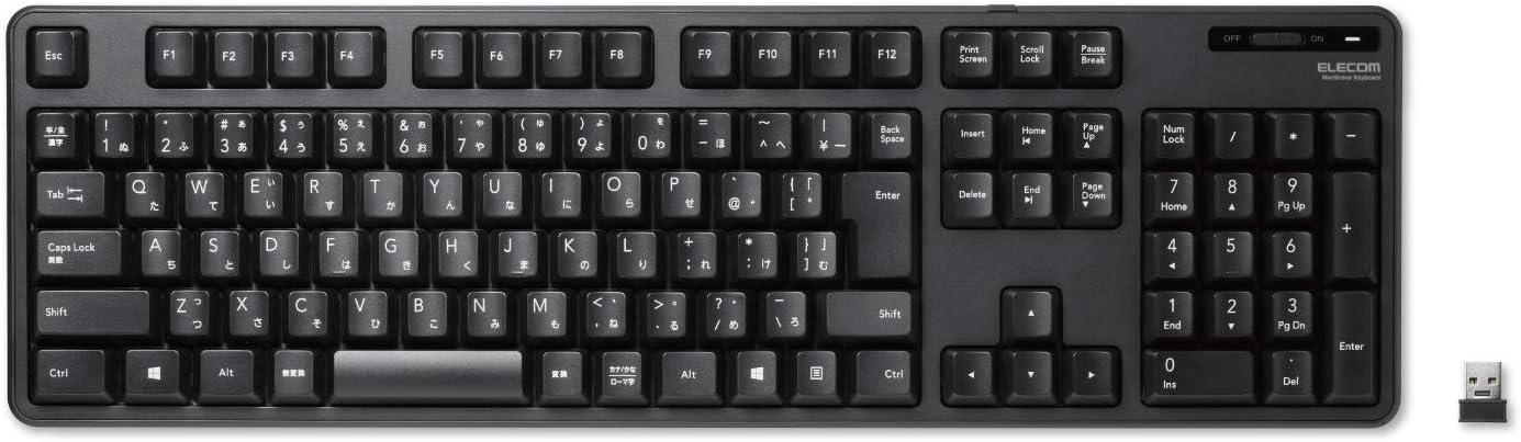 ワイヤレスメンブレンフルキーボード（レシーバー付属）ブラック TK-FDM106TXBK