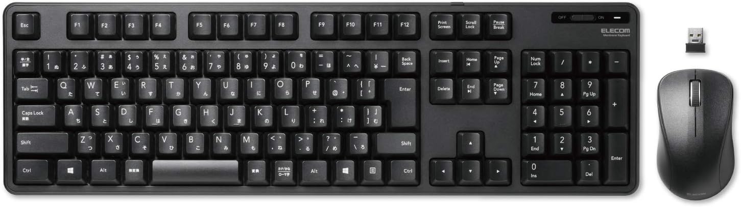 ワイヤレスフルキーボードとマウスセット（ブラック）