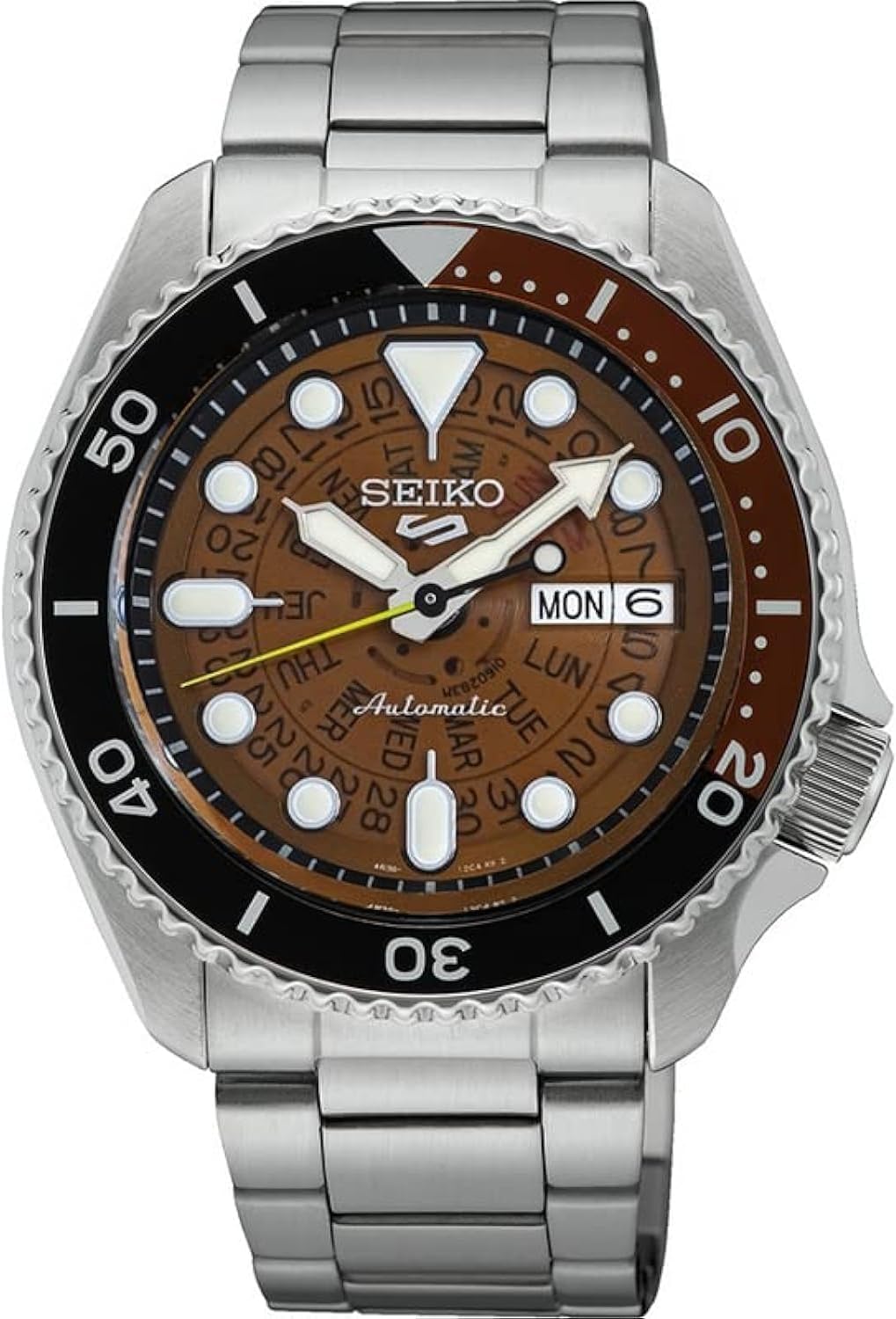 SEIKO5 スポーツ 自動巻きメカニカル 腕時計 SRPJ47K1 タイムソナー 限定モデル ブラウン