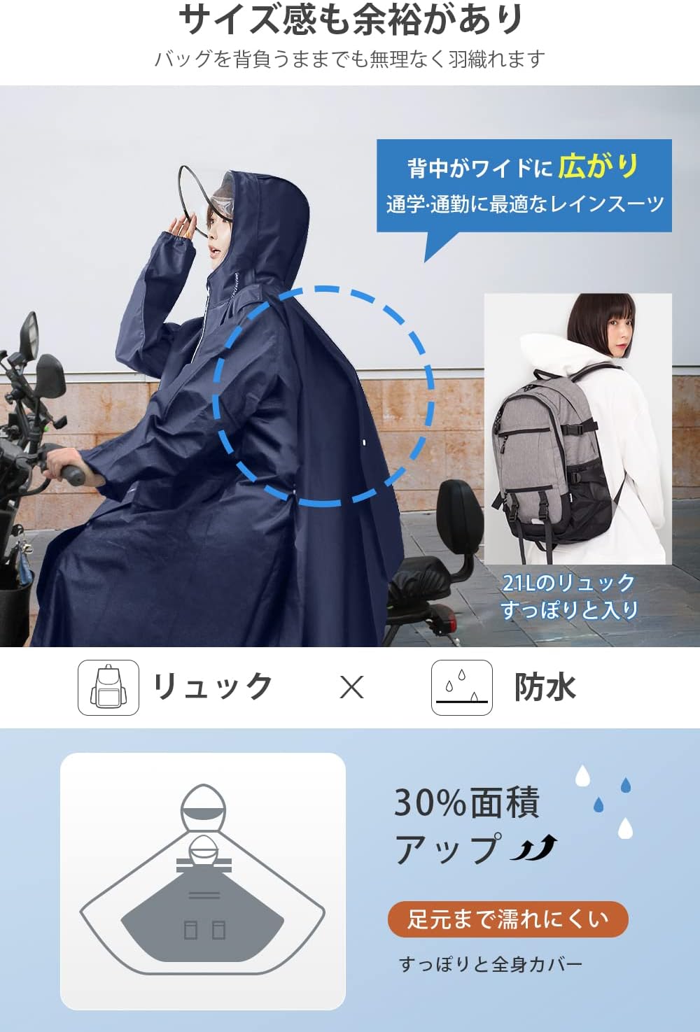 母の日・父の日ギフト 透明レインバイザー付 レインコート 大きいサイズ 男女兼用 超撥水 ロング 防水防風