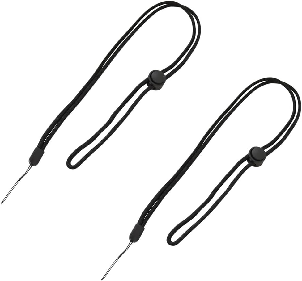 スマホ用ネックストラップ 2本セット 丸ひもタイプ 長さ調節可能 ブラック
