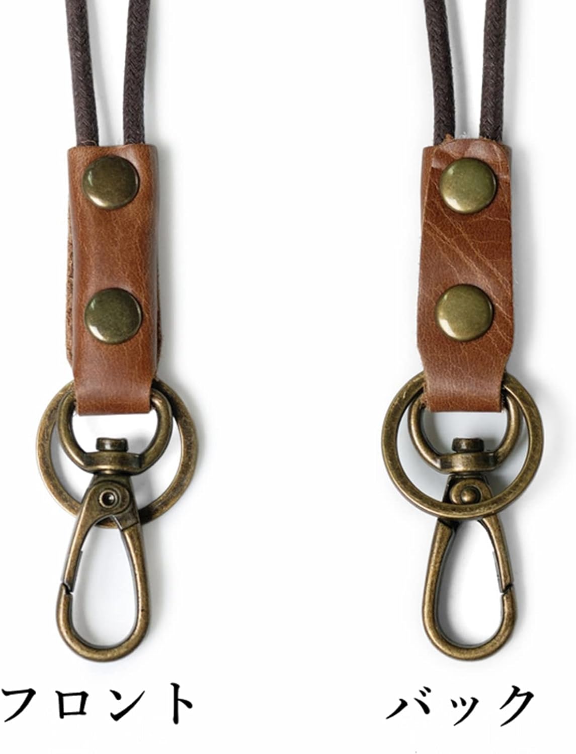 本革ネックストラップ スマホ用 携帯ストラップ カードホルダー ブラウン