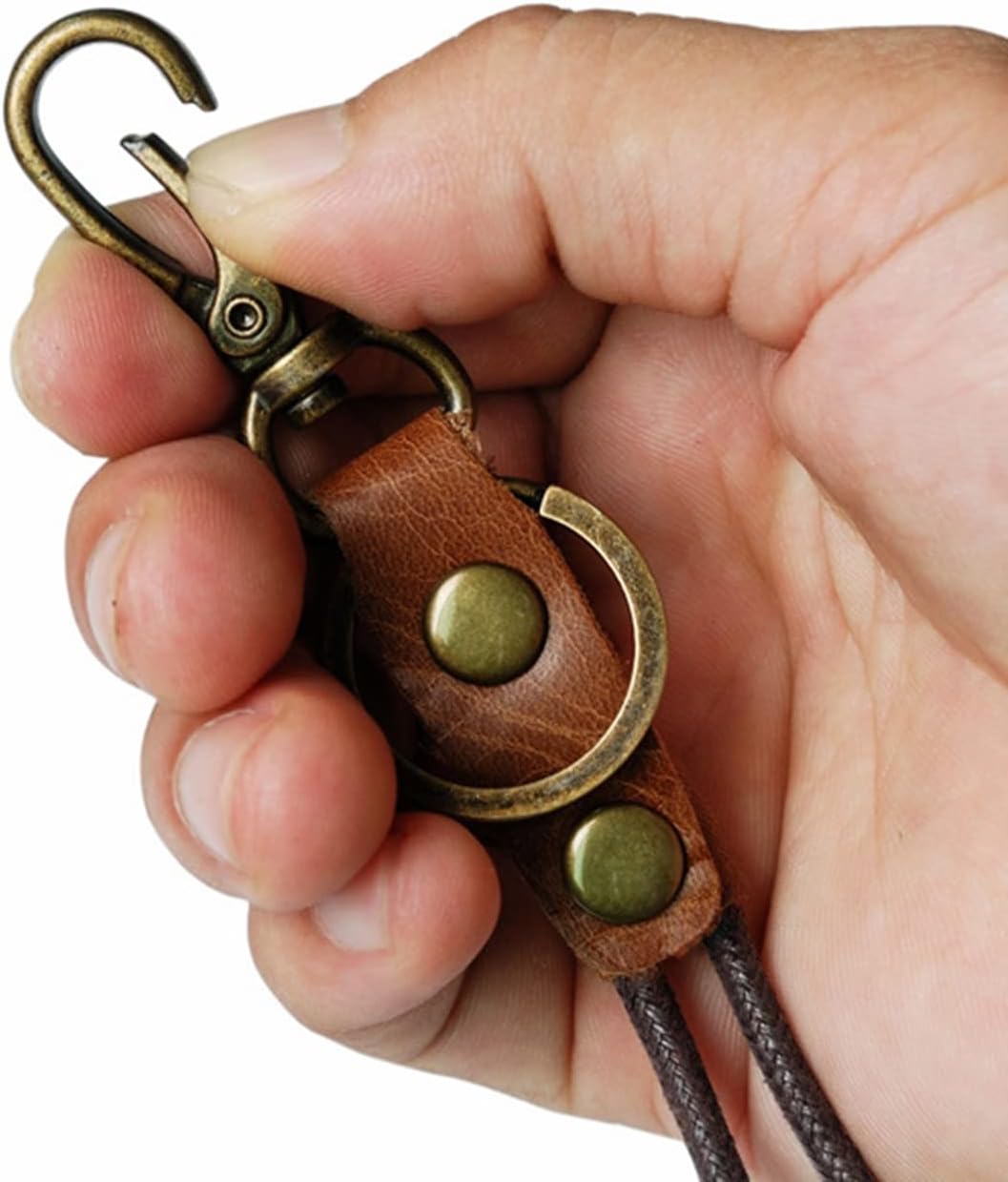 本革ネックストラップ スマホ用 携帯ストラップ カードホルダー ブラウン