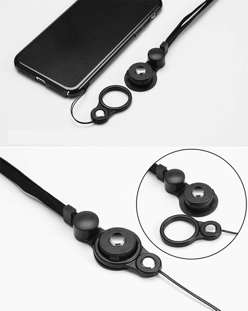 耐久性のある2WAYネックストラップ ブラック - 落下防止・脱着簡単・スマホや鍵用