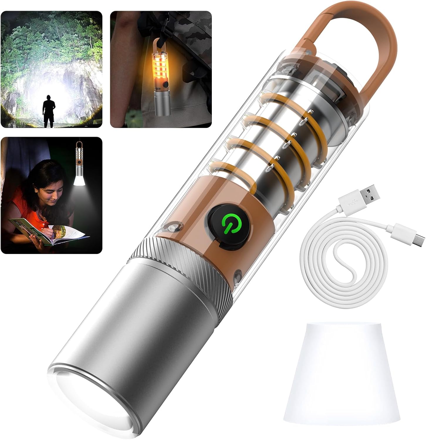 キャンプ・アウトドア用 USB充電式高輝度懐中電灯＆LEDランタン