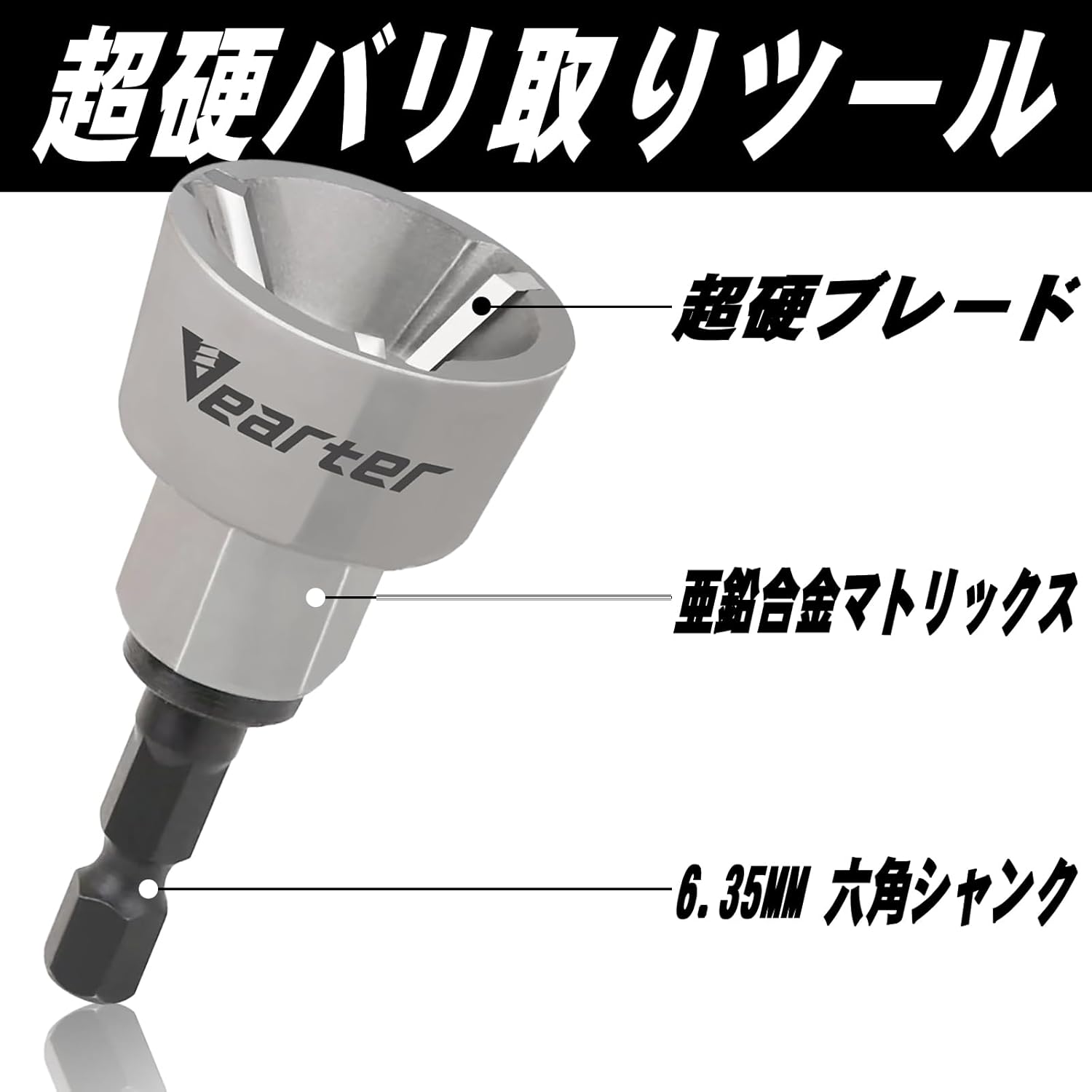 超硬ブレード90°面取りカッター 20mm カウンターシンクビット 金属用 六角シャンク対応
