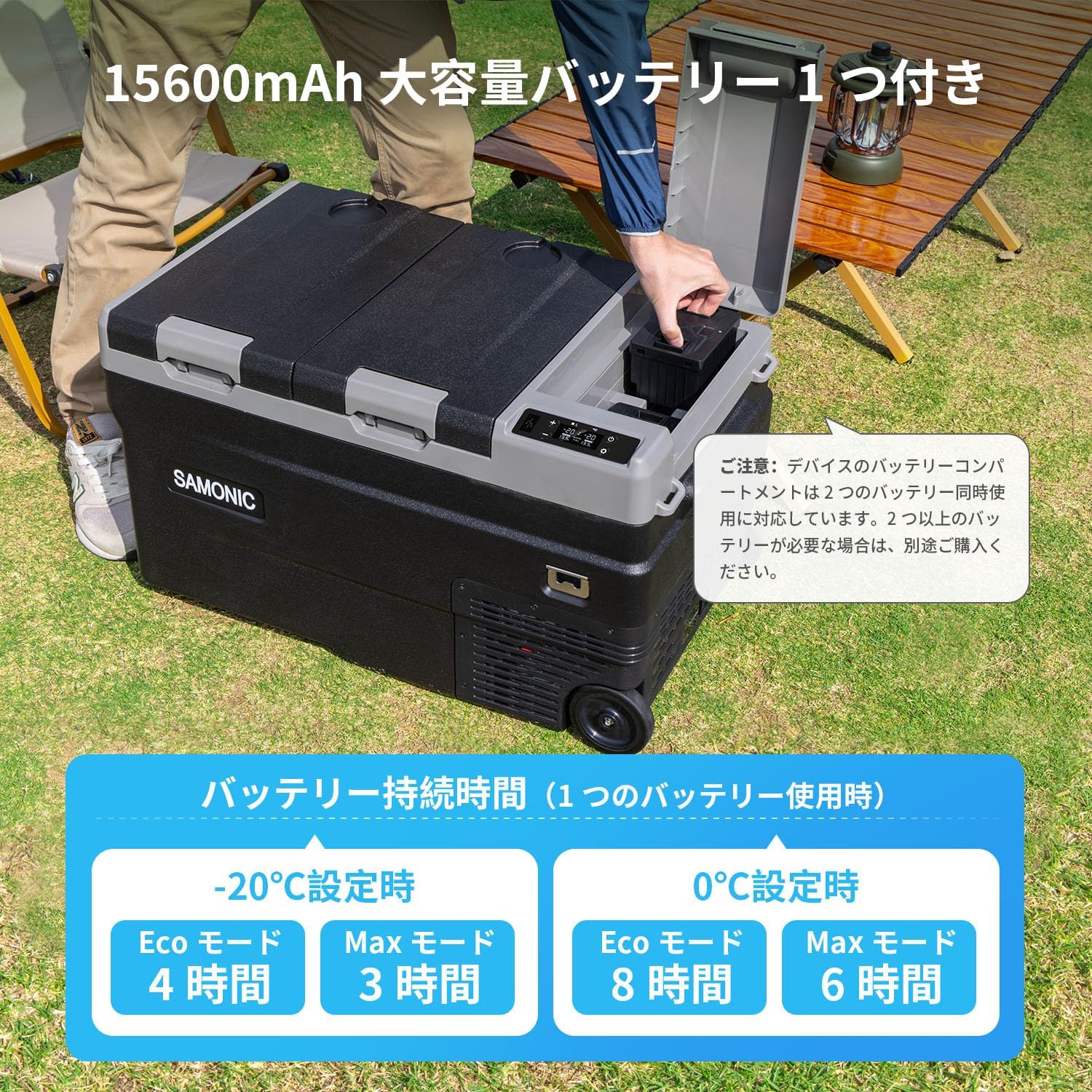ポータブル車載冷蔵庫 35L -20℃～20℃ 独立温度管理 アプリ遠隔操作 大容量 省エネ キャスター付き (ブラック)