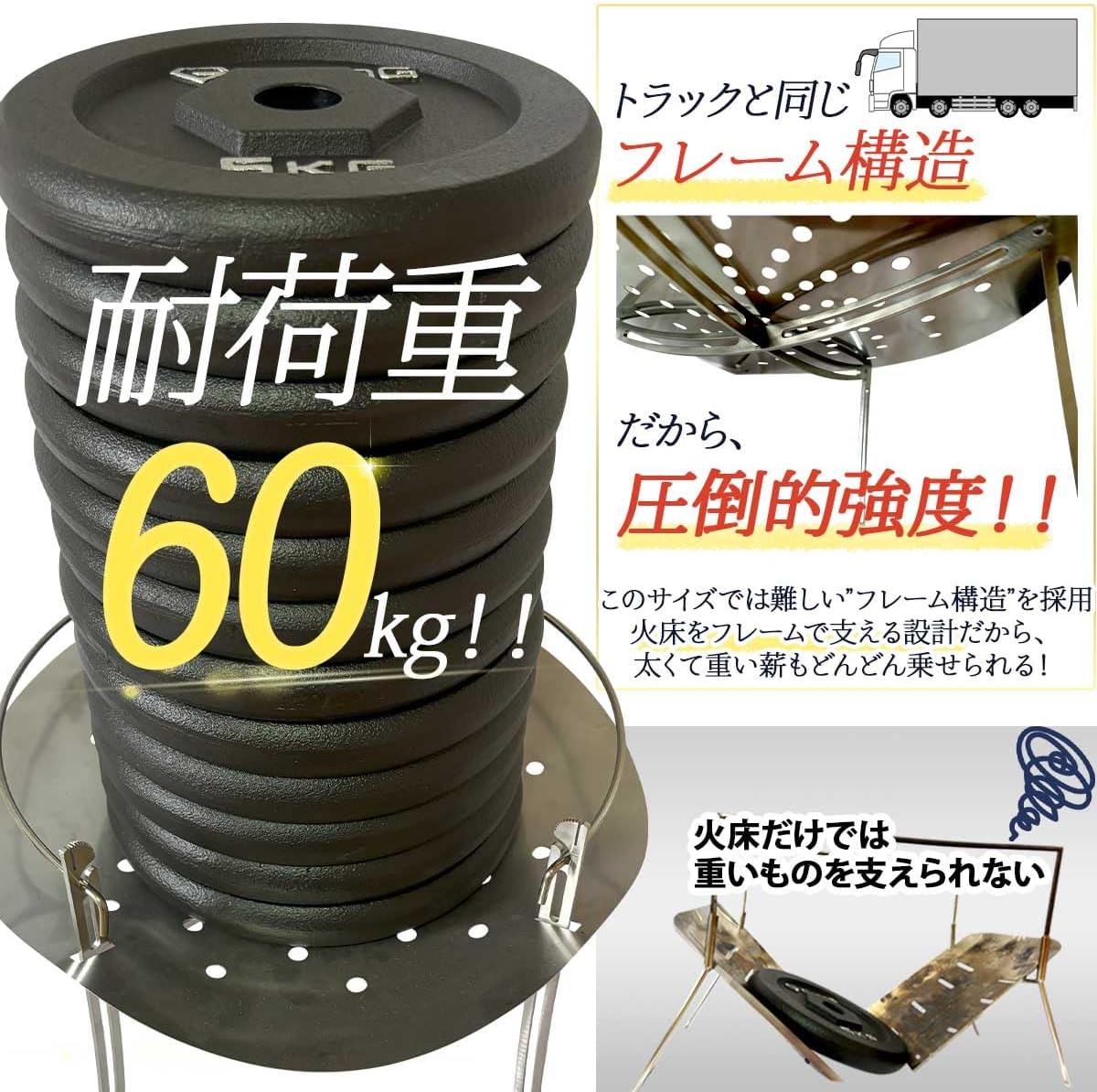 ソロキャンプ用 軽量日本製 折りたたみ焚き火台 円形火床直径35cm