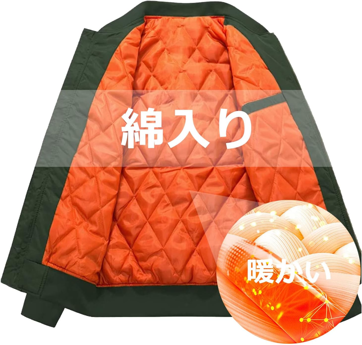 秋冬用 メンズ 大きいサイズ ボンバージャケット 中綿厚手撥水ブルゾン