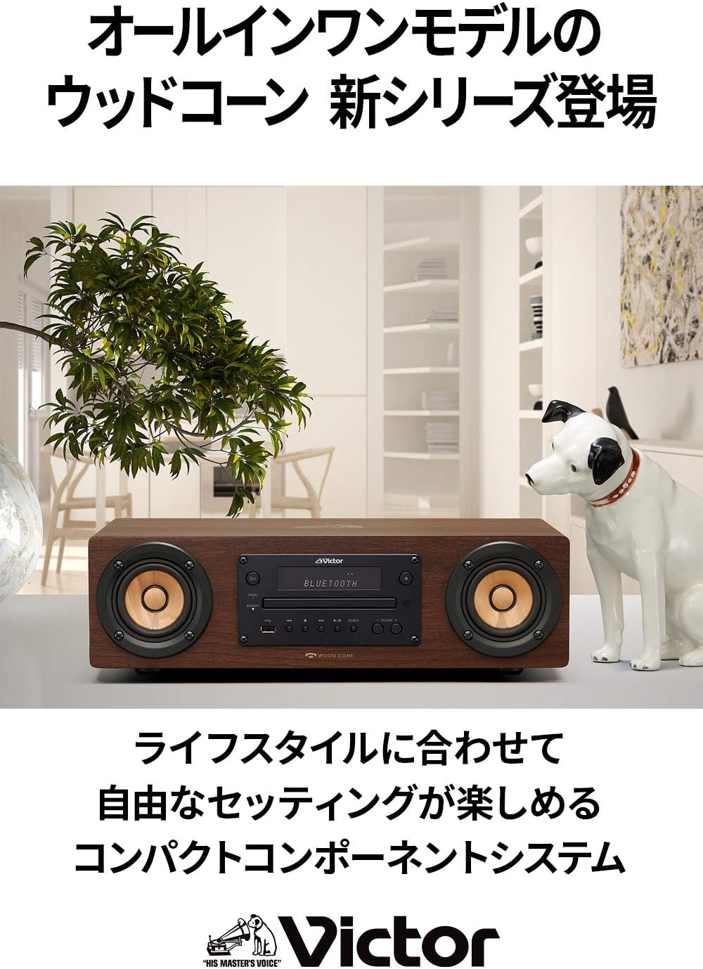 ハイレゾ音源対応Bluetoothミニコンポ JVCケンウッド Victor EX-D6 ウッドコーンシリーズ