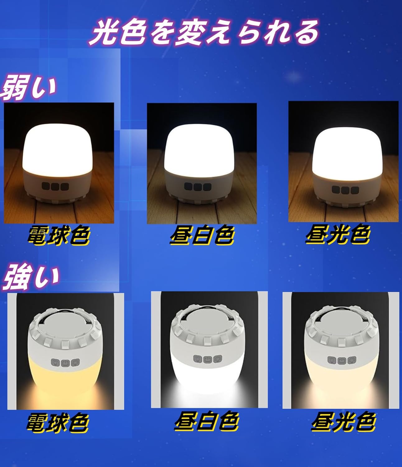 【2025年モデル】キャンプ用大容量ランタン 4色切替・無段階調光・5200mAh・IPX5防水