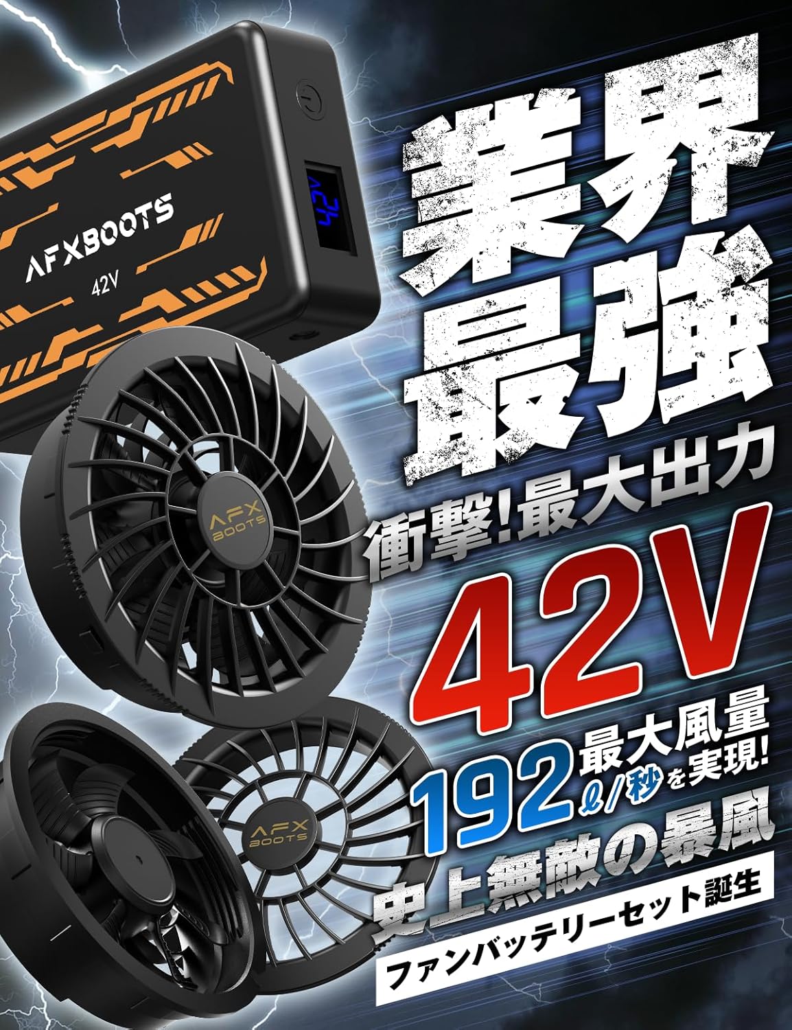 猛暑対策ファンバッテリーセット 30000mAh 6段階風速調節 PSE認証