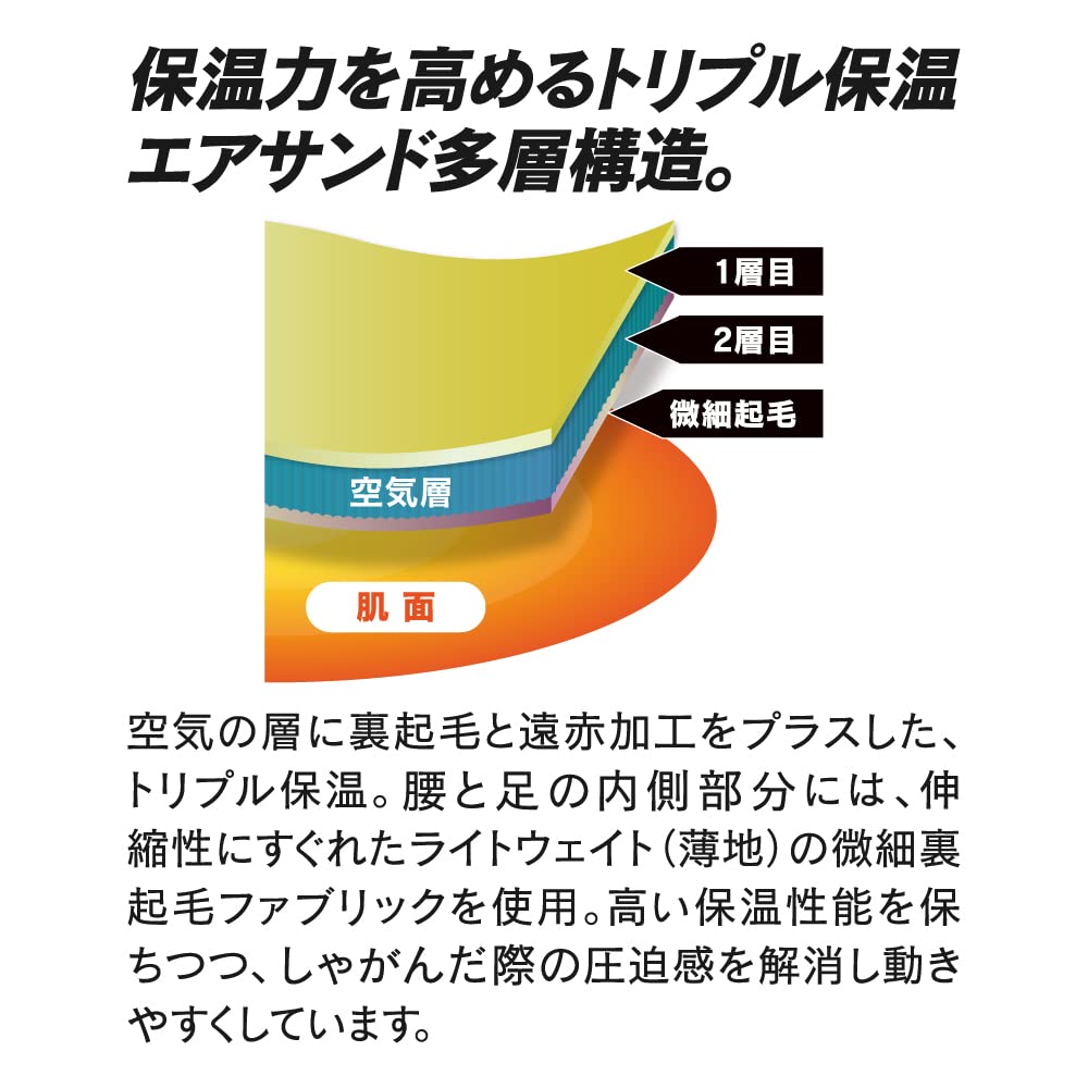 冬用メンズヒートブーストロングタイツ[保温・吸汗速乾・消臭] Mサイズ ブラック