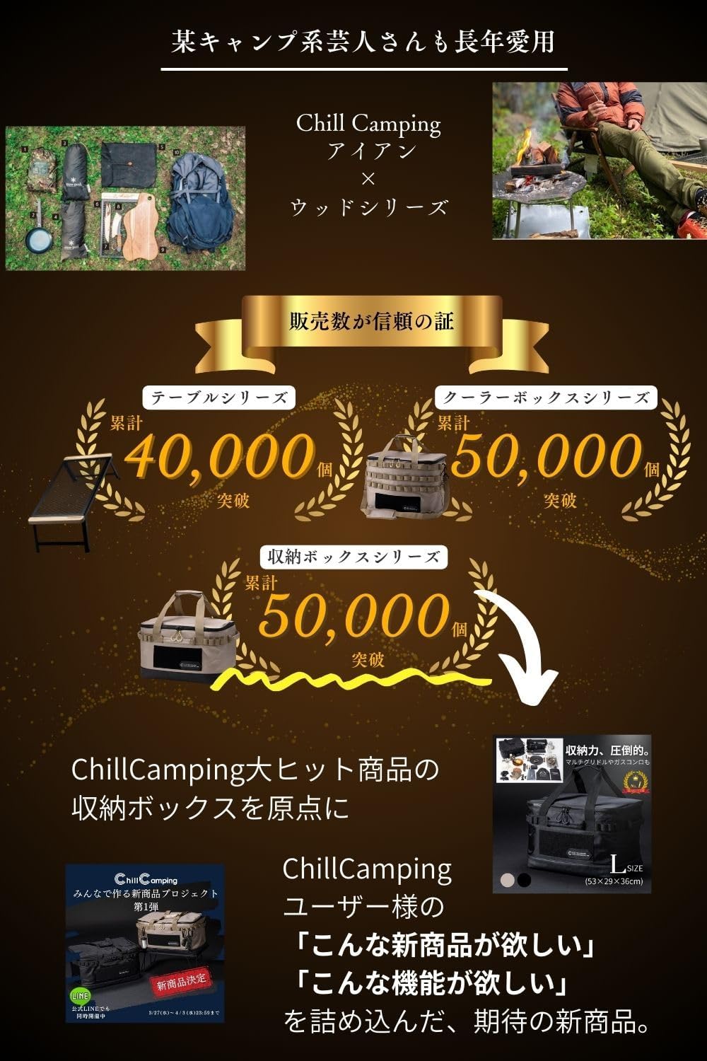 キャンプ旅行用パッキングオーガナイザー Lサイズ 吊り下げ収納ポーチ ブラック