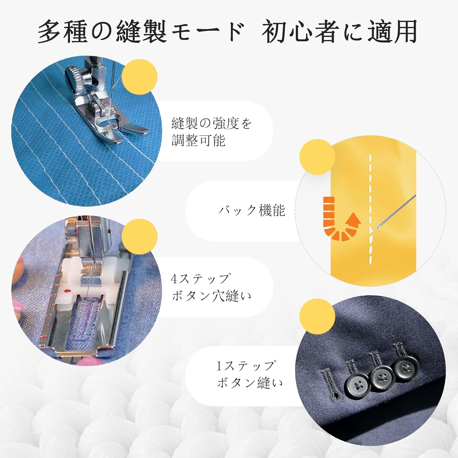 初心者向け電動ミシン 14種類の縫い目・スピード調整可能・ポータブル裁縫セット82件入り