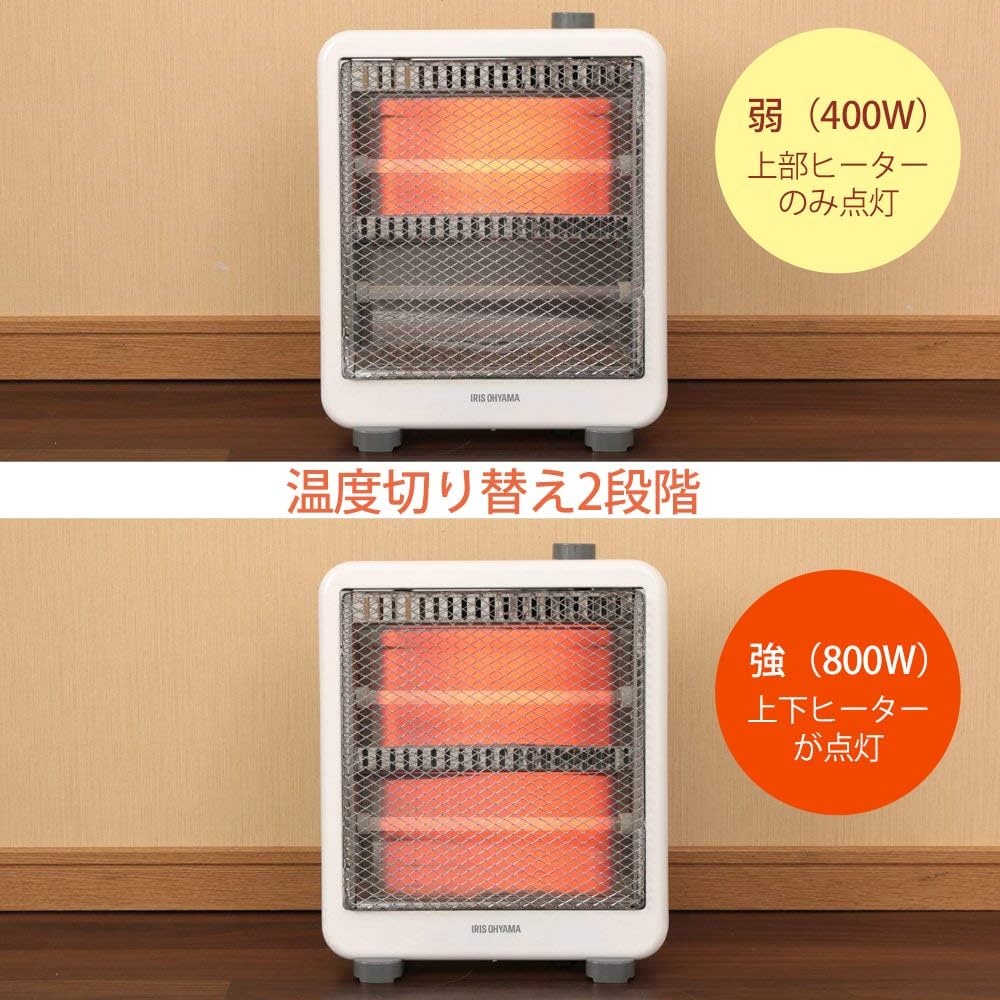 アイリスオーヤマ 電気ストーブ 暖房器具 小型 軽量 省エネ 400W/800W EHT-800W ホワイト