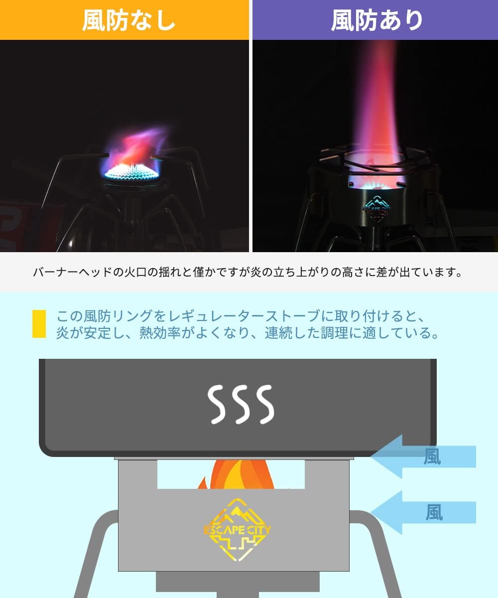 ソロキャンプ用 五徳付き風防 トランギアバーナー対応 コンパクト携帯タイプ