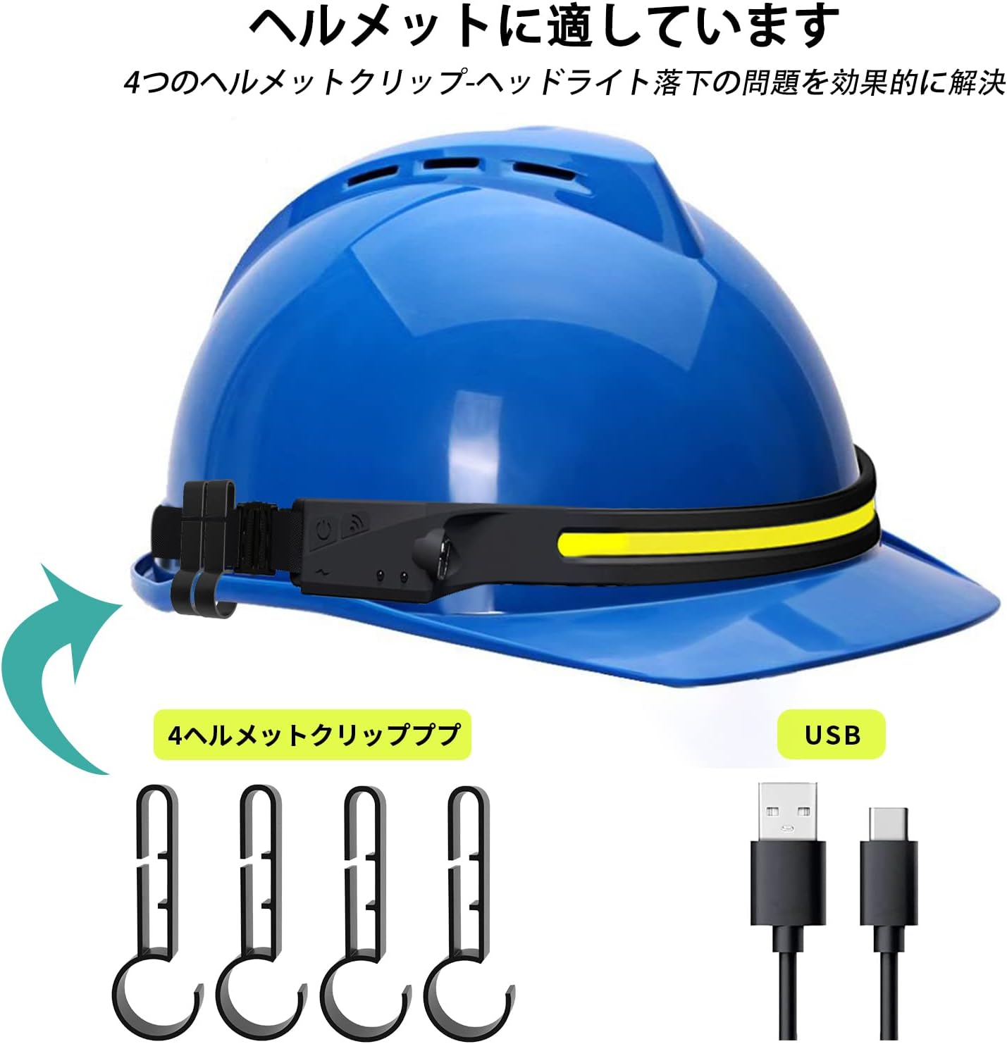充電式LEDヘッドランプ UMIONE 450ルーメン 軽量センサー付き アウトドア用 ブラック
