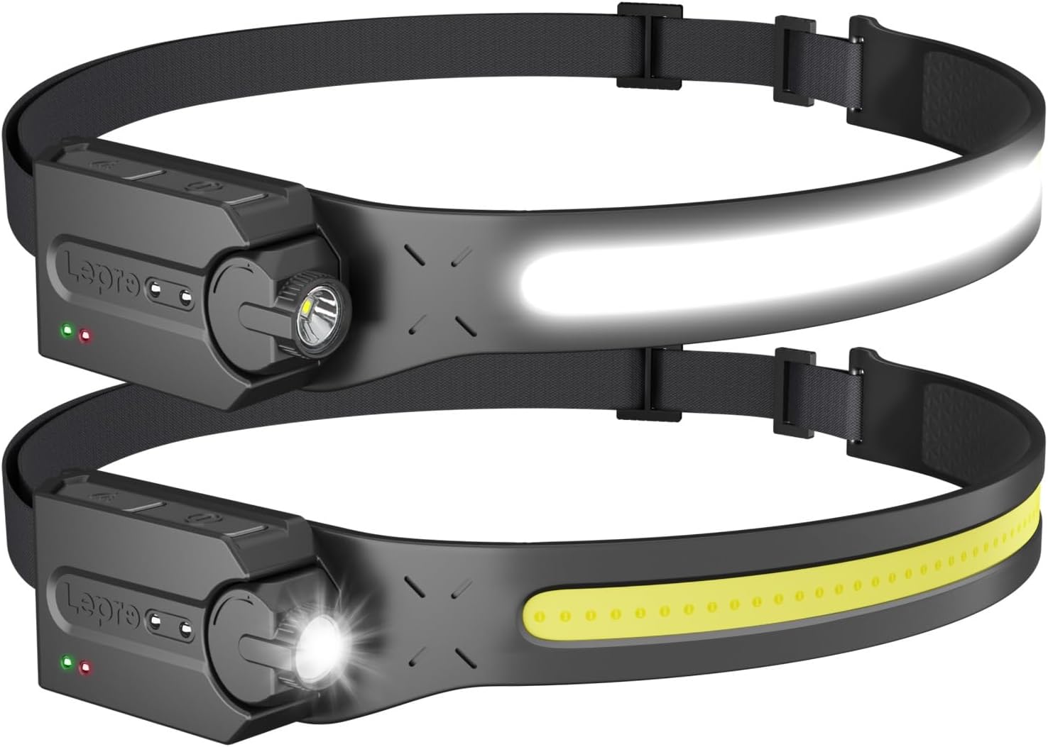充電式LEDヘッドランプ センサー付き 230°広角照明 USB-Cケーブル付き 防水 登山・釣り用【高輝度350lm/4つ点灯モード】(2個入り)