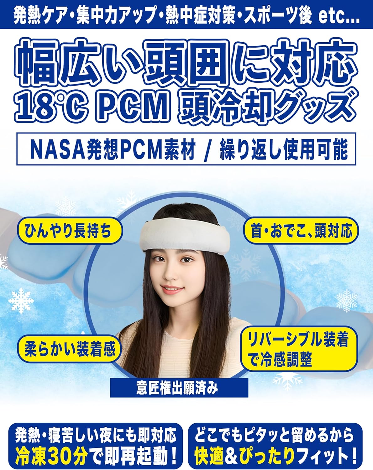 熱中症対策 Genki Ice アイスベルト おでこ用 冷却シート 大人子供兼用
