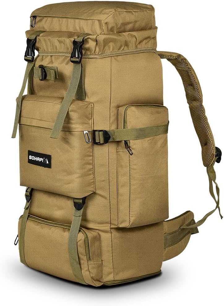 軽量防水登山リュック 70-85L 男女兼用 3-4日間対応 通気性メッシュ 6ポケット収納