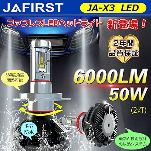 フォレスター用ファンレスLEDヘッドライト H19.12～ SH5モデル用 高輝度6000Lm 色温度選択可 2灯セット