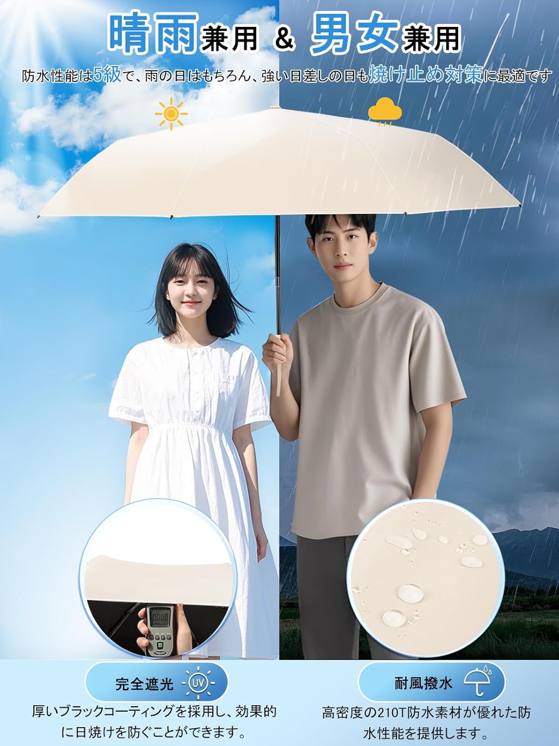 進化型UVカットおりたたみ日傘｜自動開閉・超撥水｜晴雨兼用｜持ち運び便利｜母の日・父の日ギフト
