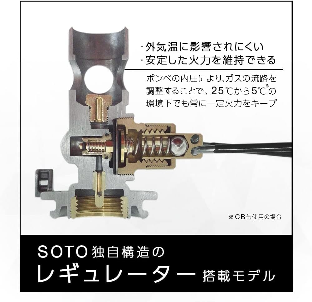 高火力・風に強い日本製シングルバーナー CB缶一体型アウトドアストーブ ST-340 シルバー